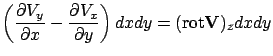 $\displaystyle \left( \frac{\partial V_y}{\partial x} - \frac{\partial V_x}{\partial y}
\right) dx dy = ({\rm rot}{\bf V})_z dxdy$