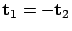 $\displaystyle {\bf t}_1 = -{\bf t}_2$