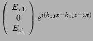 $\displaystyle \left( \begin{array}{c} E_{x1} \\  0 \\  E_{z1}
\end{array}\right)
e^{ i(k_{x1}x - k_{z1}z - \omega t)}$