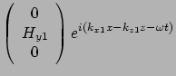 $\displaystyle \left( \begin{array}{c} 0 \\  H_{y1} \\  0
\end{array}\right)
e^{ i(k_{x1}x - k_{z1}z - \omega t)}$